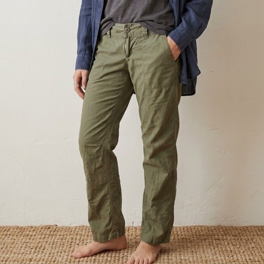 James Perse Womens Pants 29 Green Linen Blend Roll Tab Cargo Utilitarian